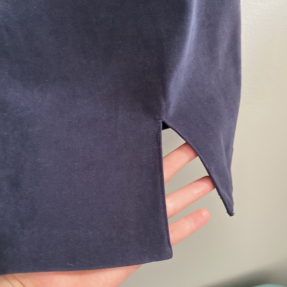 VINTAGE Suede-feel Navy Shift Dress - Picture 5 of 8